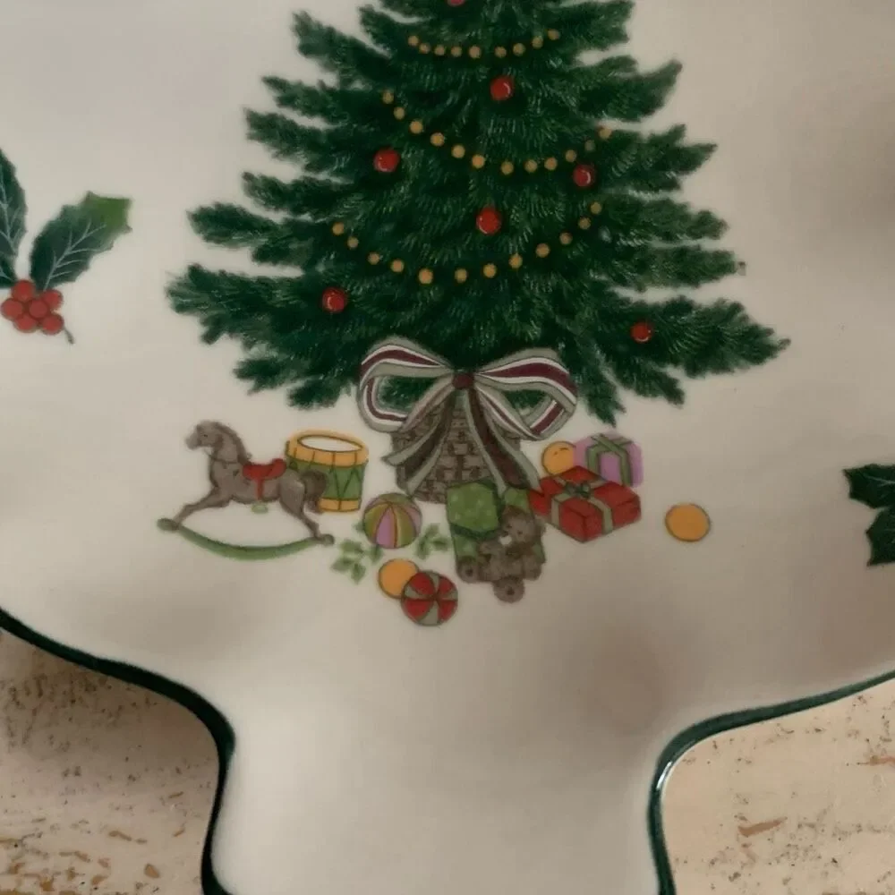 Vintage Mikasa Christmas story trees shaped dish